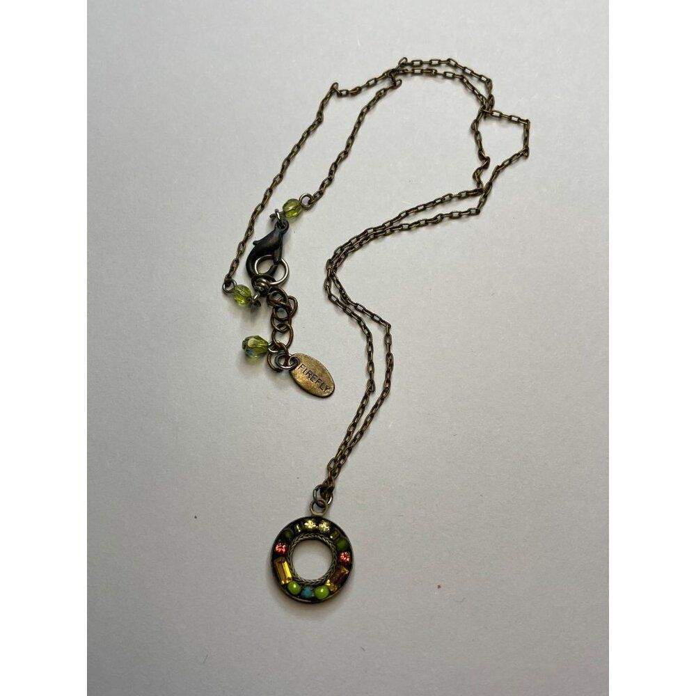 Signed Firefly Multicolor Pendant Necklace